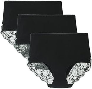 LIQQY Women's 3 or 4 Pack Comfort Cotton Lace Coverage Full Rise Briefs Underwear