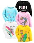 Kuchipoo Girls Regular Fit Full Sleeves Cotton T-Shirts (KUC-TSHRT-257, 2-3 Years, Multi-Colored)