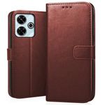 CEDO Redmi 13 (5G) Flip Cover | Leather Finish | Inside Pockets & Inbuilt Stand | Shockproof Wallet Style Magnetic Closure Back Case Flipcover (Brown)