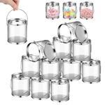 RHBLME 12 Pack Mini Clear Plastic Paint Cans with Metal Lids, 3in x 3in Crafts and Party Favor Cans, Mini Transparent Paint Bucket Art Can Containers for Crafts Candy DIY Projects Party Decor