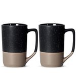 NBABSR 16 OZ Large Coffee Mugs,Two Colors Patchwork Coffee Mug with White Speckled Unique Big Ceramic Tea Cups Perfect for Porcelain Cup or Mug Lovers DIY Gifts, Black，Set of 2