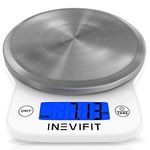 INEVIFIT DIGITAL KITCHEN SCALE, Highly Accurate Multifunction Food Scale 13 lbs 6kgs Max, Clean Modern Black with Premium Stainless Steel Finish. includes Batteries