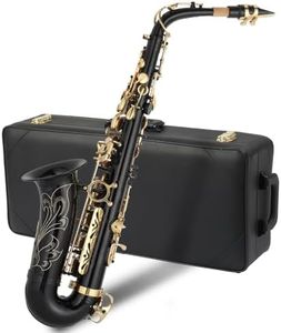 GODECOR E Flat Alto Saxophone, Brass Alto Saxophones Instrument with Carry Case, Mouthpiece, Cleaning Brush & Cloth, Strap Accessories For Beginner Professional