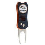 Team Golf NFL Denver Broncos Switchfix Divot Tool with Double-Sided Magnetic Ball Marker, Features Patented Single Prong Design, Causes Less Damage to Greens, Switchblade Mechanism