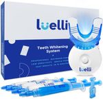 Luelli Teeth Whitening Kit with with Carbamide Peroxide - LED Light Teeth Whitener for Sensitive Teeth - Wireless Tray and (4) Whitening Gel Pen for Home | Travel