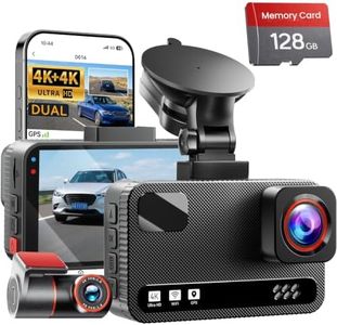 Front 4K + Rear 4K Dual Dash Cam Front and Rear，Free 128GB Card
