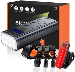 Rechargeable Bike Light Set, 8000 Lumens USB Bicycle Lights, Front Headlight and taillight with 5＋4 Light Modes, Waterproof Rechargeable Bike Lights for Night Riding、Road、Mountain