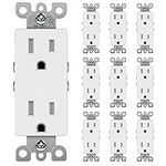 [10 Pack] BESTTEN 15 Amp Decorator Electrical Wall Receptacle Outlet, Child Safe Tamper-Resistant, 15A/125V/1875W, Residential and Commercial Use, cUL Listed, White