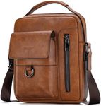 VASCHY Leather Messenger Bag For Men, Vintage Small Satchel Crossbody Handbag LiShoulder Sling Side Bag Brown