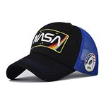 BAIMORE NASA Hat Baseball Cap Mesh Snap Back Adjustable Patchwork Outdoor Sports Cap, Black, One size