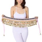 FancyDressWale Belly dance Hip Scarf Waist Belt with Gold Coins for Women and Girls (Light Pink Premium)