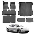 Cacartist Floor Mat and Cargo Liner Custom Fit for Tesla Model 3 2021 2022 2023 2024 Accessories TPE 3D All Weather Floor Liners Trunk Mat (Set of 7)