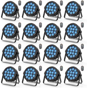 RGBW 4-in-1 LED Par Lights, 80W Stage Lights with 0-100% Dimmer Professional DMX Control Sound Activated Auto, SEBRUANC Stage Uplighting for Events DJ Disco Wedding Party 16Packs