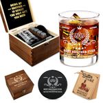 Pagather Birthday Gifts for Brother Whiskey Set, Include Wood Box, Recipe, Stones, Coaster, Stone Holder, Clamp