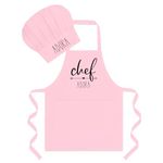 Personalized Kids Apron and Chef Hat Set for Kids Cooking. Sizes 1-3, 4-7, 8-12. (Large (8-11 years), pink)