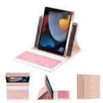 Keyboard Case for iPad 9th/ 8th/ 7th Gen 10.2 inch 2021/2020/2019 & Pro 10.5" inch 2017 & Air 3rd Gen 10.5 2019 Backlit Detachable Keyboard with Rotatable Magnetic Cover with Pencil Holder - Pink