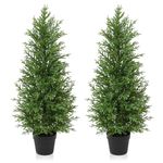 Kazeila 90cm Artificial Plants Outdoor Artificial Cypress Tree,UV Resistant Rated Fake Conifers Trees for Home Garden Front Porch Decor(2Pack)