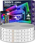 LETIANPAI 300ft/90m Outdoor LED Strip Lights Waterproof with self-adhesive back,IP68 Outside Led Lights Strips Waterproof with Bluetooth App Remote,Music Sync RGB Exterior Led Rope Lights for Balcon