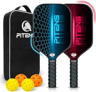 PITENS Pickleball Paddles Set of 2,Non-Slip Grip,Composite Carbon and Graphite Face,USAPA Approved Pro with 4 Balls Outdoor Indoor,Pickleball Net Bag|Pickleball Racket for Women Men