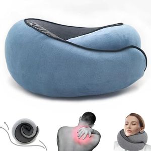 Outney™ Travel Neck Pillow, Travel Pillow for Airplanes, 2024 Chin Support 100% Pure Memory Foam Full Neck Surround Pillows for Traveling Flight Sleeping, Portable Travel Essentials (Peacock Blue)
