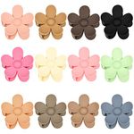 12 Pieces Flower Claw Clips Large Hair Jaw Clips for Women Girls Thick Hair Strong Hold Hair Catch Clamps 12 Colors Matte Big Claw Clips for Thin Hair (Neutral Colors)