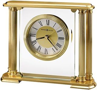 Howard Miller Athens Table Clock, Sturdy Steel Material Rectangular Polished Edges Crystal Glass, White Analog Display Roman Numerals Battery Operated Movement Best for Office & Home Decor