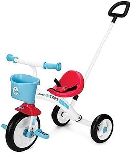 Chicco Triciclo U-GO 2en1, Triciclo para Niños con Mango de Altura Ajustable, Cinturón y Compartimento de Almacenaje, Juguetes para Niños de 18 Meses a 5 Años, Máx. 20 Kg, Color Blanco/Azul