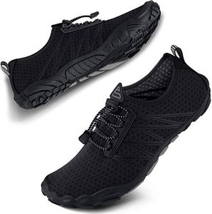 SEEKWAY Water Shoes Men Women Adult Quick-Dry Aqua Sock Barefoot for Beach Swim River Pool Lake Hiking Kayaking Surfing SP001(U) 406Black Size 10.5 Women/8.5 Men