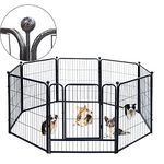 Dog Pen , 8 Panels Playpen 32 Inch Height in Heavy Duty ,Folding Indoor Anti-Rust Dog Exercise Fence , Pets Infant Room，Portable Pet Playpen with Door for Puppy