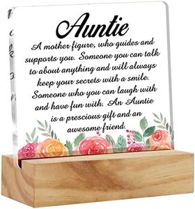 Acrylic Auntie Gift Aunt Desk Decor Present, Thoughtful Auntie Decorative Clear Acrylic Desk Plaque Sign with Wood Stand for Home Birthday Mother's Day Thanksgiving Christmas