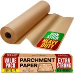 Unbleached Parchment Paper for Baking – 15 in x 210 ft 260 Sq.Ft Baking Paper Roll with Cutter, Non-Stick Brown Parchment for Baking, Cooking, Grilling, Steaming and Air Fryer by Baker’s Signature