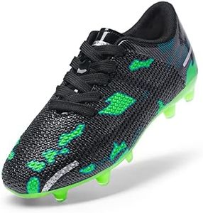 DREAM PAIRS Boys Girls Soccer Cleats Kids Football Shoes for Little/Big Kid,Size 2 Little Kid,Black/Green,SDSO2301K