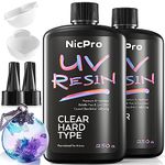 Nicpro 500g UV Resin, 2 PCS Crystal Clear Transparent Ultraviolet Epoxy Resin Glue Kit, Low Odor & Quick Curing Sunlight Cure Hard UV Resin for Jewelry Making, Handmade DIY Craft, Coating and Casting