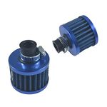 2PCS 12mm Mini Universal Blue Motor Cone Cold Clean Air Intake Filter Turbo Vent Breather Blue