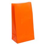 Vibrant Orange Paper Party Bags (25cm x 13cm) 12 Count - Perfect for Celebrations and Events