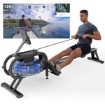 Dripex Rowing Machines for Home Gym, Water Rowing Machine, 350LB Weight Capacity, Durable Slide Rail, Bluetooth App Supported, LCD Monitor and Tablet Holder for Full Body Workout