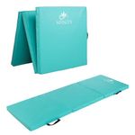 Premium Gymnastic Tumble Mat - Non-Slip PU Leather Surface, High-Density Rebound Inner Material - 6FT Tri-Fold with Carry Handles for Yoga, Pilates, and More. (Teal - Gymnastics Mat)