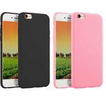 2 Pack Compatible with iPhone 6 / 6s 4.7-Inch Case,Thin Slim Fit Soft TPU Bumper Shell Anti-Scratch Resistant Shockproof Protective Mobile Phone Cover for Girls Women Man Boys,Black+Pink