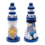 JLNGTHONG 2pcs Wooden Lighthouse Ornaments Sea Style Resin Bathroom Ornament for Wedding Table Bathroom Office Garden Swimming Poor Decorations