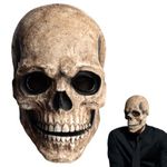 Dlishka Halloween Scary Mask Men,creepy Full Head Skull Mask With Moving Jaw, Full Head Latex Skeleton Headgear For Horror Movie Fans And Adult Halloween Costumes.(Hard Version - Grey)