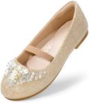 DREAM PAIRS Girls Mary Jane Princess Party Dress Flat Shoes, Gold/Glitter - 12 Little Kid (Aurora-03)