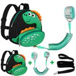 Accmor Toddler Backpack Harness with Safety Leash, Cute Dinosaur Harnesses with Kids Anti Lost Wrist Link, Mini Child Schoolbag with Wristband Tether Strap and Protection Leashes for Baby boys (Black)