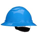 SecureFit 3M Hard Hat H-803SFR-UV, Blue, Non-Vented Full Brim Style Safety Helmet with Uvicator Sensor, 4-Point Pressure Diffusion Ratchet Suspension, ANSI Z87.1