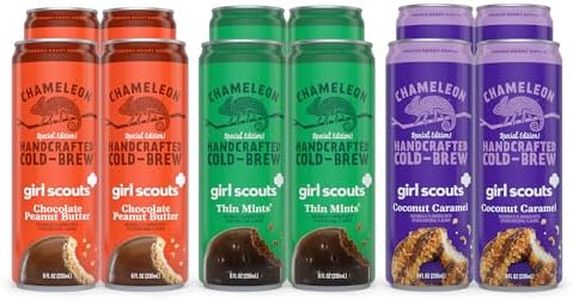 Chameleon Cold Brew Coffee Latte Variety Pack, Includes Girl Scout Thin Mint, Coconut Caramel & Peanut Butter, 8 oz Canned Coffee (12 pack)