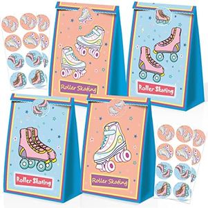24Pcs Roller Skate Party Favor Bags Roller Skating Party Favors Skating Goodie Bags Roller Skating Party Supplies Roller Skate Party Decorations for Girl