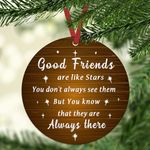 JUESMOS Ceramic Friends Christmas Ornament 2024 Good Friends Gifts Keepsake Christmas Friendship Ornament for Christmas Tree Decorations for Friends Sisters Soul Sister BFF Women