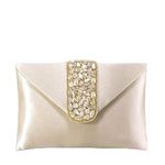 aiZ Bridral Accessories Clutch Women's Purse Bridal Bag For Casual Detachable Strap Evening Sling Bag (Cream, AA81CRM)