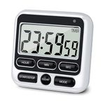 HASTHIP® LCD Digital Kitchen Timer Magnet Alarm Clock 24hs Countdown Timer Time Reminder Baking Timer with Folding Bracket Battery Powered Timer for Kitchen, Study, Working Out (Battery Not Included)