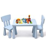 GYMAX Kids Table and Chair Set, Children Activity Table with 2 Chairs, Multifunction Nursery Furniture for Playing, Learning, Eating and Drawing (Blue)