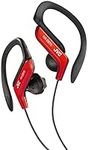 JVC HA-EB75-RN-U Sports Headphones with Adjustable Hook, 5-Position Adjustment, Splash Resistant, Powerful Bass Sound, 1.2m Cable Compatible with Smartphone, Red